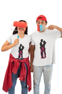 Couple Hug White- Printed T-Shirts