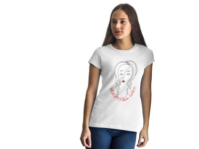 Beautyful Lady - Line Art for Female - Half Sleeves T-shirt