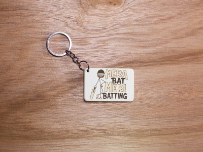 Mera Bat Meri Batting - White - Designable Dialogues Keychain (Combo Set Of 2)