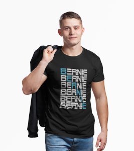 Vertical text- Bernie (6 times) -round crew neck cotton tshirts for men