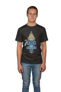 Blue pencil Illustration art -round crew neck cotton tshirts for men