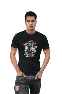 Cartoon retro brick game -round crew neck cotton tshirts for men