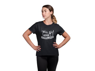 This girl loves Halloween, Stars - Printed Tees for Women's -designed for Halloween