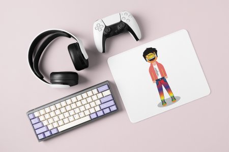 A Young Laughing Emoji- Emoji Printed Mousepad For Emoji Lovers