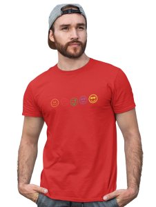 Five Colour Shaded Shapes Emojis T-shirt (Red) - Clothes for Emoji Lovers - Foremost Gifting Material for Your Friends and Close Ones