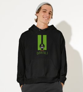 Go green diwali printed diwali themed black Hoodie specially for diwali festival