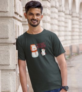 Snowman Sharmaji : Beautifully Crafted T-shirt (Green) Perfect Gift For Secret Santa