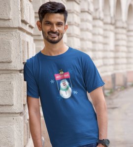 Merry Xmas : Dashing Printed T-shirt (Blue) Best Gift For Secret Santa