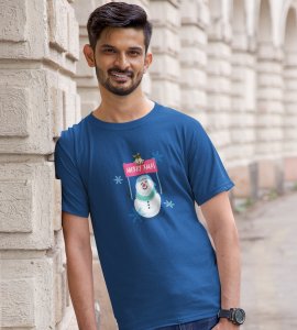 Society Against Santa : Funniest Printed T-shirt (Blue) Best Gift For Secret Santa