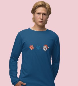 Gift + Winter = Santa: Unique DesignedFull Sleeve T-shirt Blue Best Gift For Christmas Eve