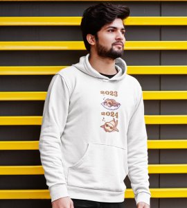 Sleep More,  White Graphic Printed Hoodies For Mens Boys