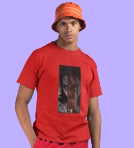 Devilish, City Pulse: Explore Red Trendy Front Print Tee - Men's Street Style