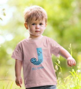 Jolly Jellyfish, Boys Cotton Text Print Tshirt (baby pink)