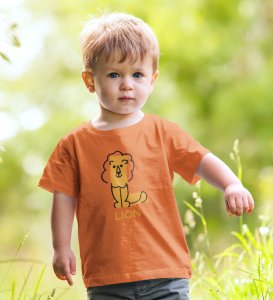 Lazy Lion, Boys Printed Crew Neck Tshirt (orange)