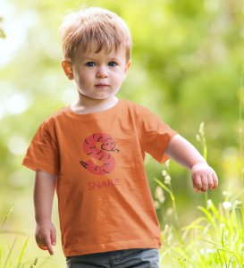 Slippery Snake, Boys Printed Crew Neck Tshirt (orange)