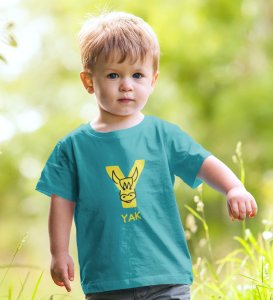 Yellow Yak, Printed Cotton tshirt (teal) for Boys