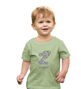 Zigzag Zebra,Boys Round Neck Printed Blended Cotton tshirt (olive)
