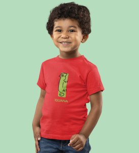 Intelligent Iguana, Boys Printed Crew Neck Tshirt (Red)