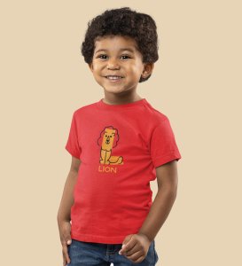 Lazy Lion, Boys Printed Crew Neck Tshirt (Red)