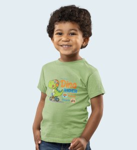 Dino Rider, Boys Round Neck Printed Blended Cotton Tshirt